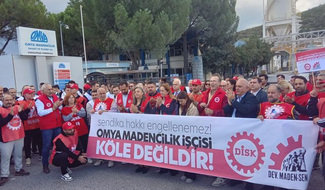 İzmir’de OMYA madencilik işçilerinden sendika eylemi: Sendika hakkı engellenemez!