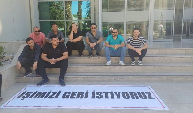 İZENERJİ işçileri nöbetin 4. gününde belediye önünden seslendi: Hak, hukuk adalet istiyoruz!