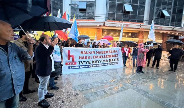 İzmir'de Halk TV kayyımına protesto: Halkın haber alma hakkı hedef alınıyor