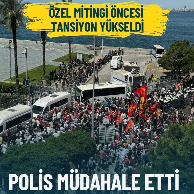 Özel mitingi öncesi tansiyon yükseldi: Polisten müdahale