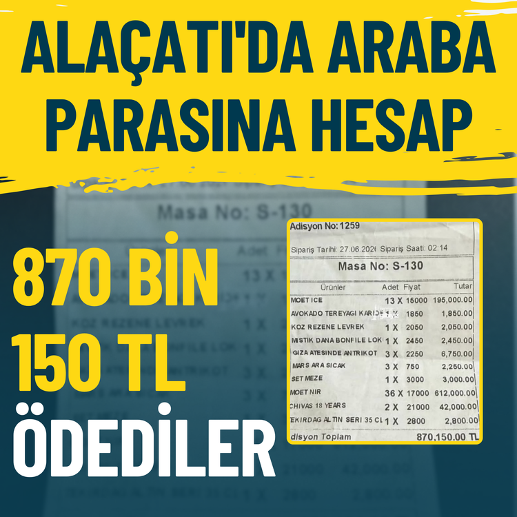 Alaçatı'da araba parasına hesap... 870 bin 150 tl ödediler