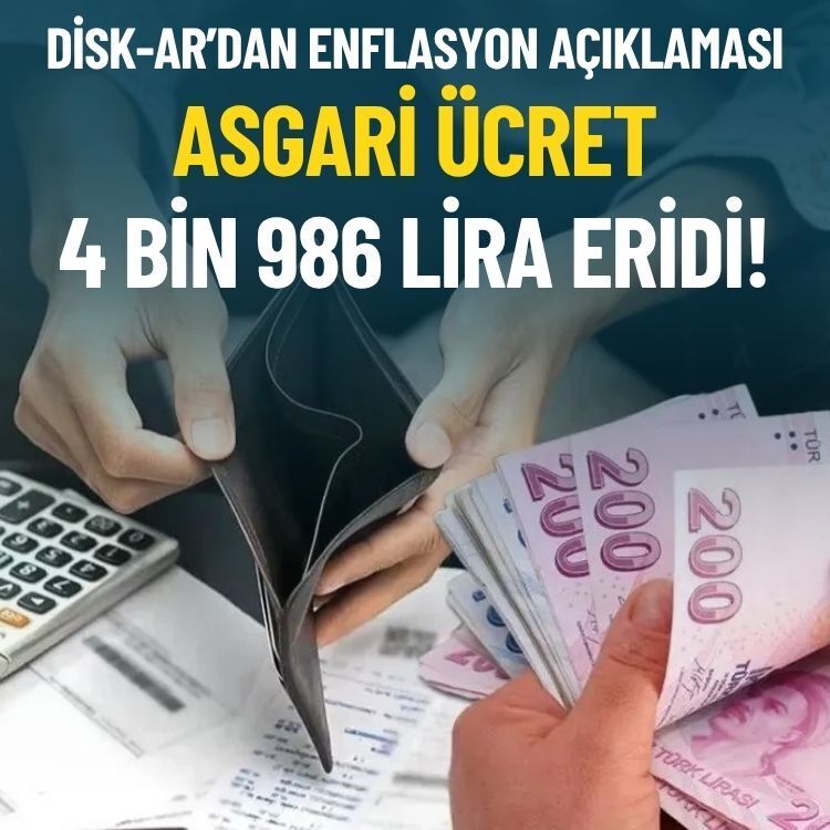 DİSK-AR’dan enflasyon açıklaması: Asgari ücret 4 bin 986 lira eridi!
