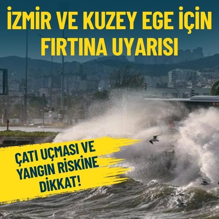 İzmir ve Kuzey Ege için fırtına uyarısı… Çatı uçması ve yangın riskine dikkat!