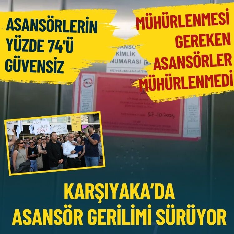 Karşıyaka’da asansör gerginliği sürüyor... Oda belediye önünde eylem yaptı