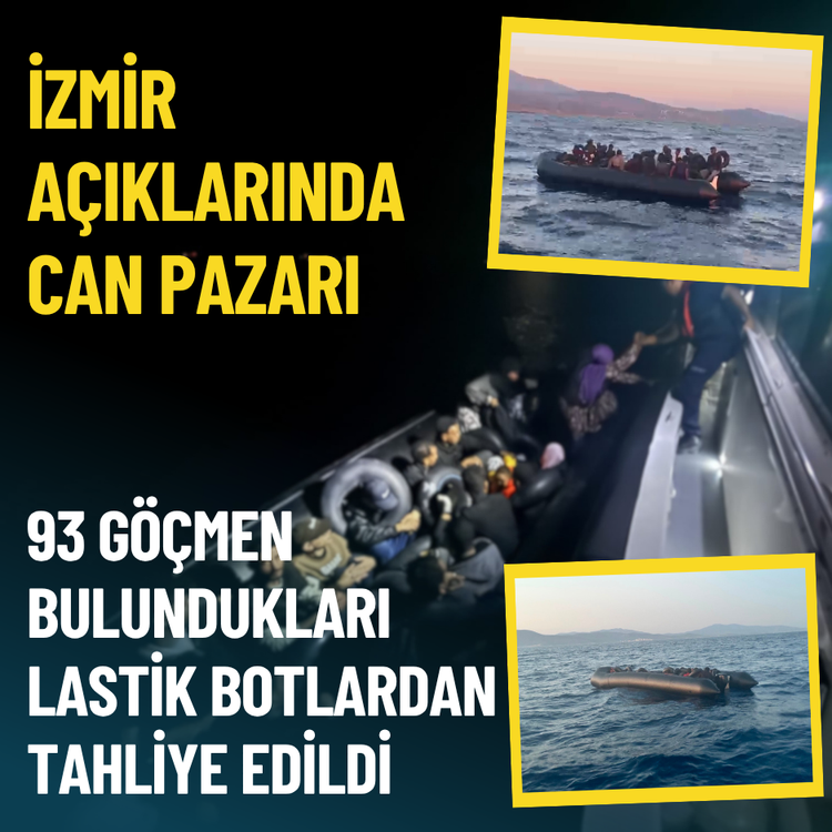 İzmir açıklarında can pazarı: 93 göçmen bulundukları lastik botlardan tahliye edildi