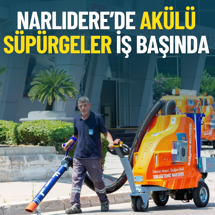Narlıdere'de akülü süpürgeler iş başında