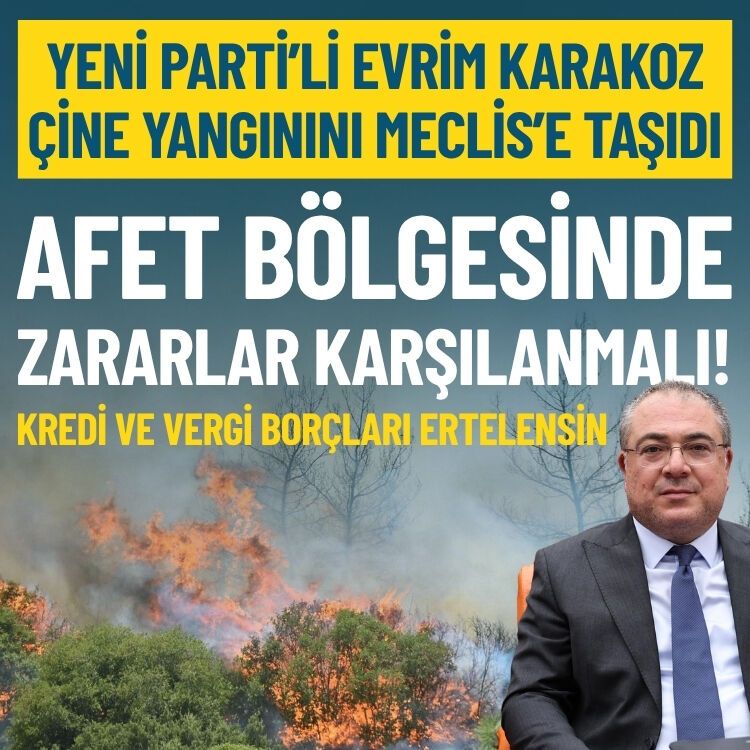 YENİ Parti’li Evrim Karakoz: Yangın bölgesinde zararlar karşılanmalı!