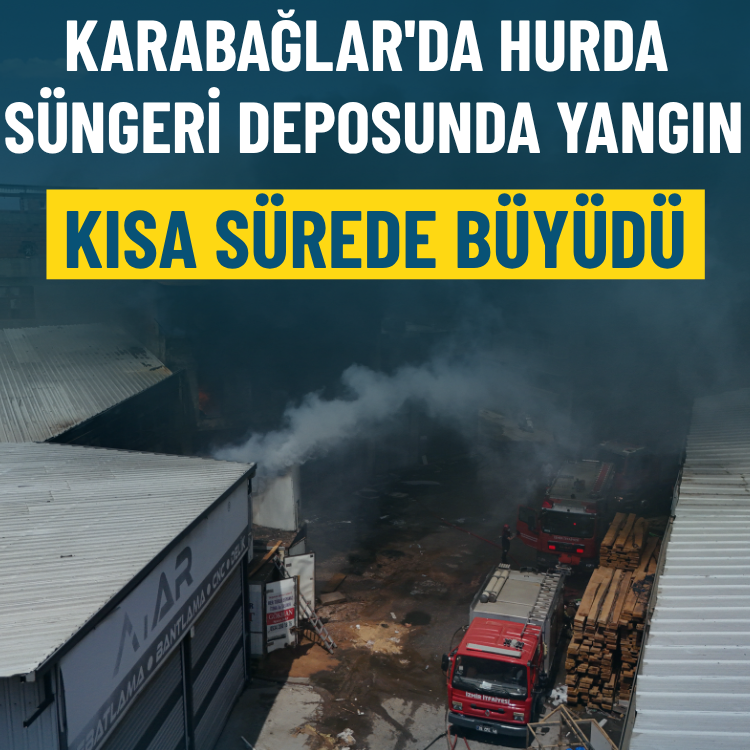 Karabağlar'da hurda süngeri deposunda yangın