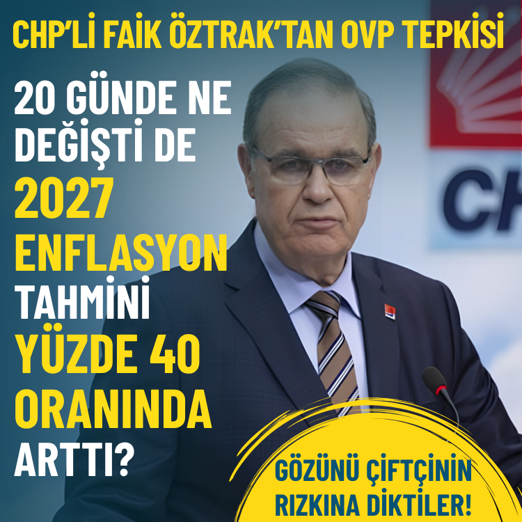 CHP'li Faik Öztrak’tan OVP eleştirisi: 20 günde ne değişti, 2027 enflasyon tahmini neden yüzde 40 yükseldi?