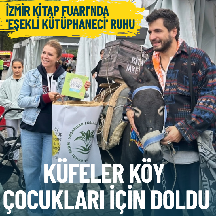 İzmir Kitap Fuarı’nda 'Eşekli Kütüphaneci' ruhu: Küfeler köy çocukları için doldu
