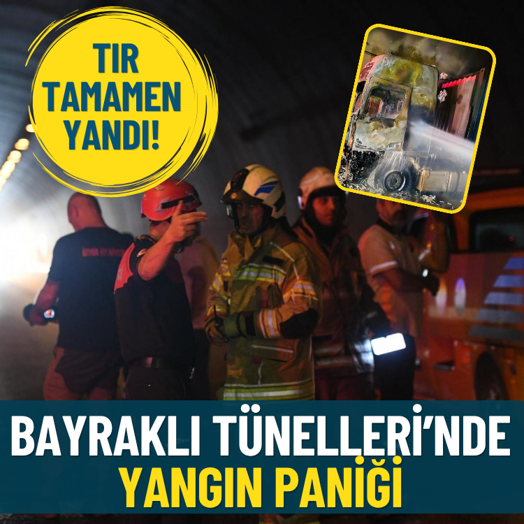 Bayraklı Tünelleri’nde yangın paniği: Tır tamamen yandı!