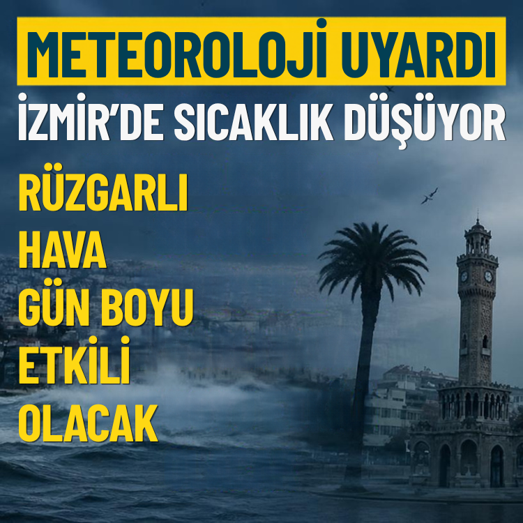Meteoroloji uyardı: İzmir’de sıcaklık düşüyor... Rüzgarlı hava gün boyu etkili olacak