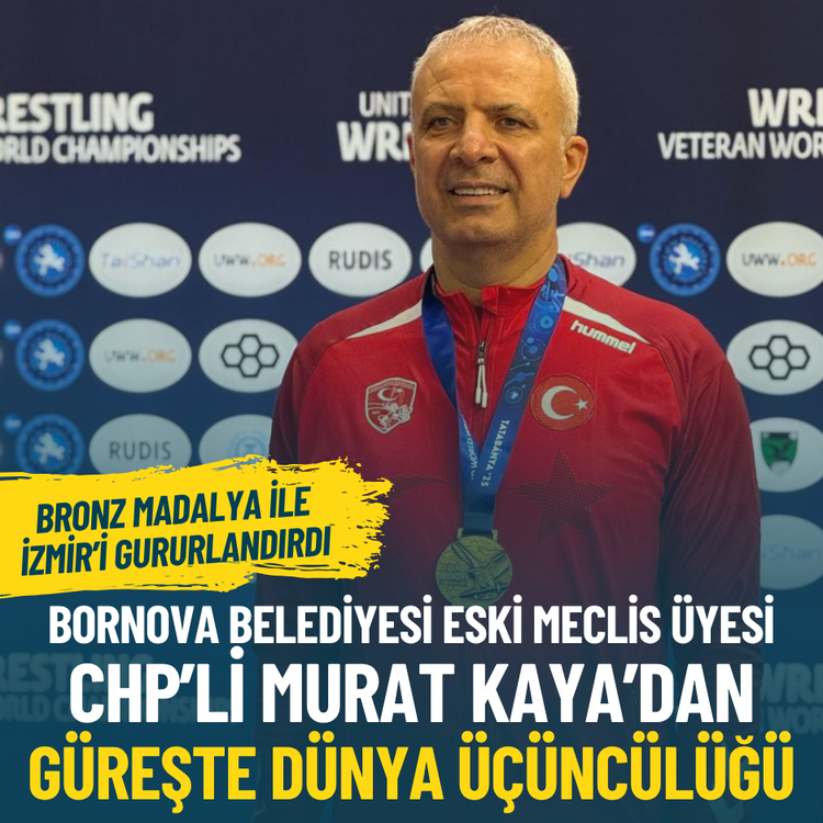 Bornova Belediyesi eski meclis üyesi Murat Kaya’dan güreşte dünya üçüncülüğü