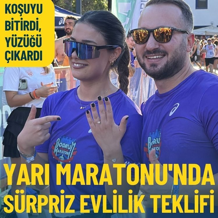 Yarı Maratonu'nda sürpriz evlilik teklifi: Koşuyu bitirdi, yüzüğü çıkardı