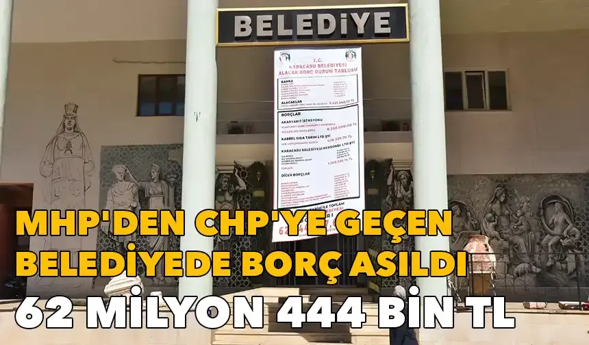 MHP'den CHP'ye geçen belediyede borç asıldı: 62 milyon 444 bin TL