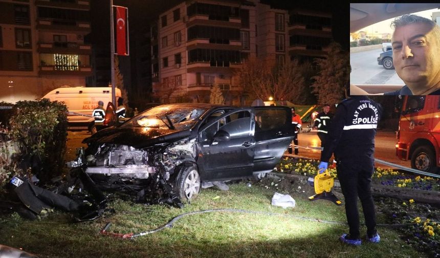 Denizli’de feci kaza, otomobil anıt duvara çarptı: 1 ölü, 1 yaralı