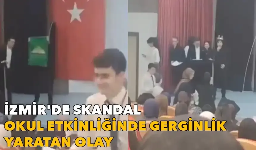 İzmir'de skandal olay: Okul etkinliğinde HÜDAPAR bayrağı açıldı