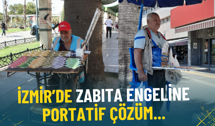 İzmir’de zabıta engeline portatif çözüm: Milli piyangocu tezgahını sırtına yükleyip kaçıyor