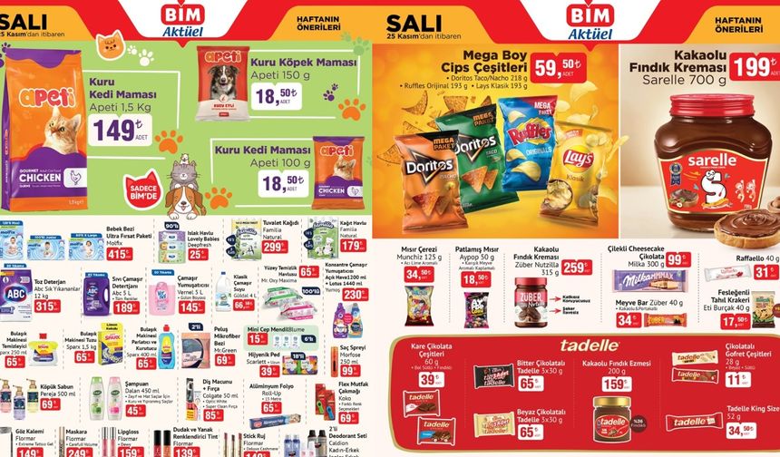BİM 25 Kasım 2025 aktüel ürünler kataloğu açıklandı: BİM’de uygun fiyatlı çeşit çeşit atıştırmalıklar yarın raflarda