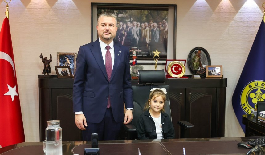 Buca’da başkanlık koltuğu minik Adasu’ya devredildi: Saha çalışmalarını inceledi