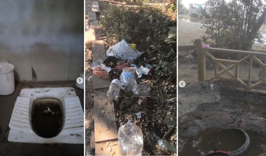 Kuşadası’nın göz bebeği Milli Park'ta utandıran görüntüler… Tuvaletler tıkandı, çöpler birikti!