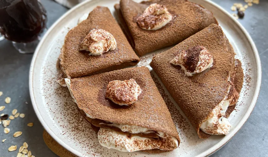 Rafine şeker yok... Yulaflı tiramisu krep tarifi