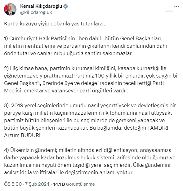 Kılıcdaroglu Twit
