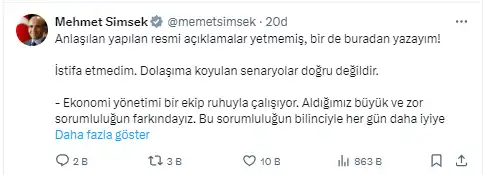 Mehmet Simsek Twitti