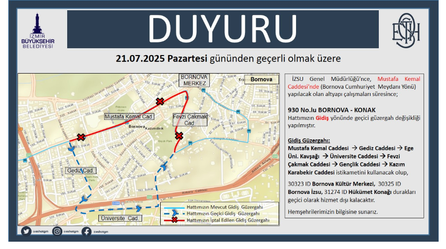 İZSU çalışması 10 otobüs hattını etkiledi
