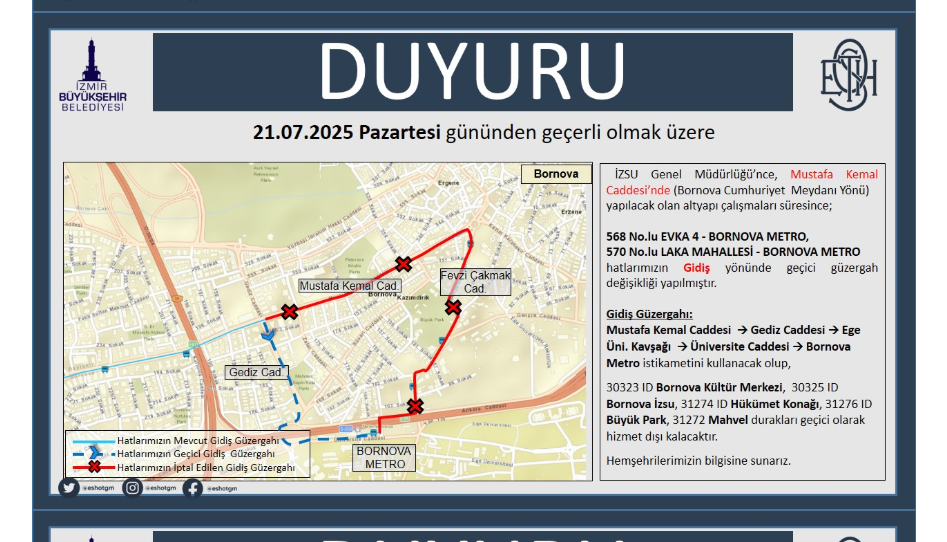İZSU çalışması 10 otobüs hattını etkiledi