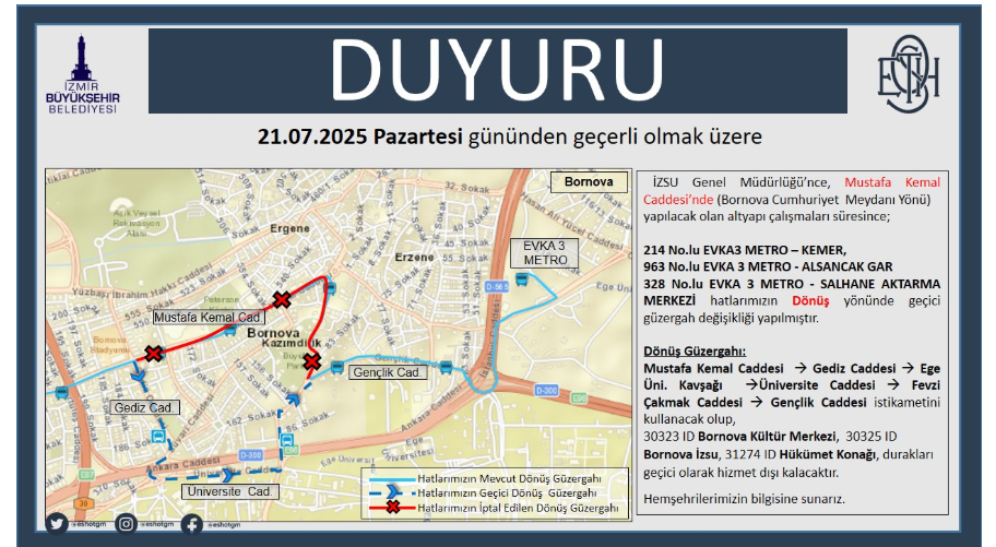 İZSU çalışması 10 otobüs hattını etkiledi