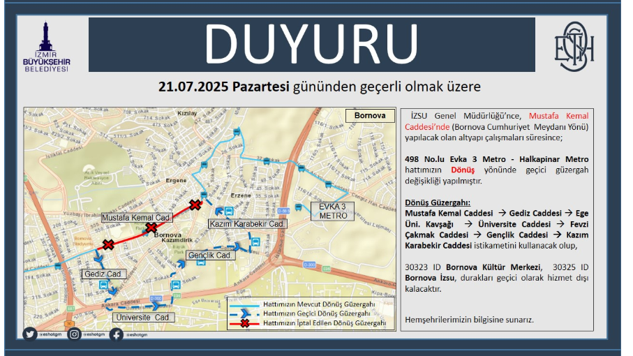 İZSU çalışması 10 otobüs hattını etkiledi