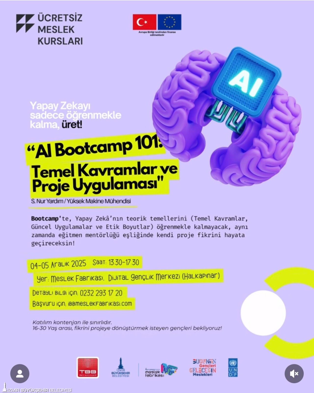 İzmir Meslek Fabrikası’nda AI Bootcamp 101 başlıyor