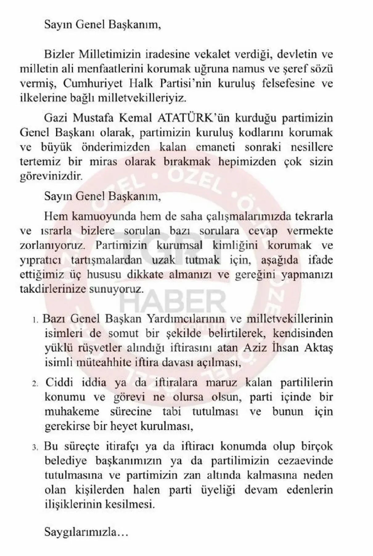 Chp’li Vekillerden Özel’e Mektup Aralarında İzmirli Isimler De Var
