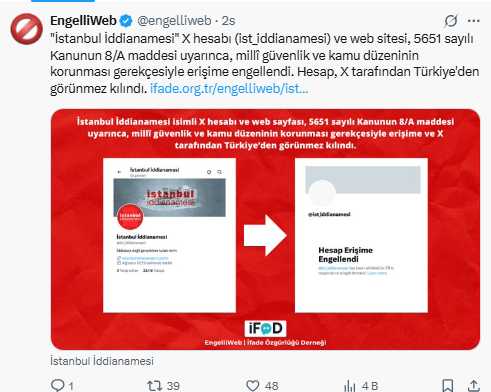İstanbul İddianamesi' internet sitesi ve X hesabı erişime engeli getirildi