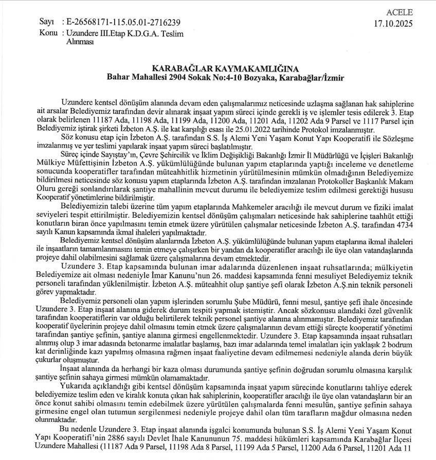 İzmir Büyükşehir istedi: Kooperatif mağdurları şimdi de şantiyeden atılıyor!