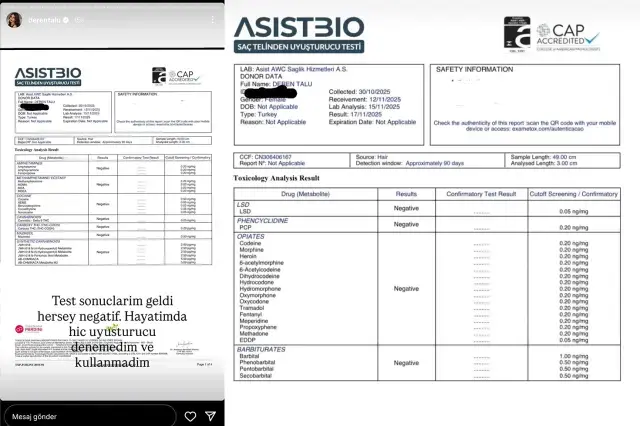 Testi pozitif çıkan Deren Talu yeni test yaptırdı: Şaşırtan sonuç 