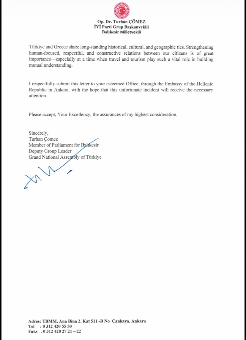 İyi Parti’li Çömez’den Yunan Bakan’a mektup: İnsan onuruyla bağdaşmaz!