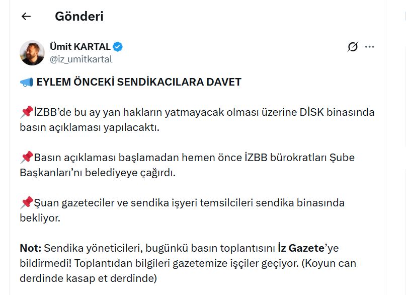 İzmir Büyükşehir’de ödeme krizi sürüyor: Sendika başkanları belediyeye çağrıldı
