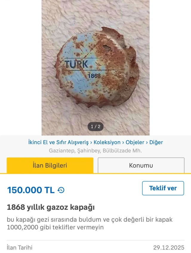 158 Yıllık Gazoz Kapağı Için Istenen Fiyat Sosyal Medyayı Ikiye Böldü