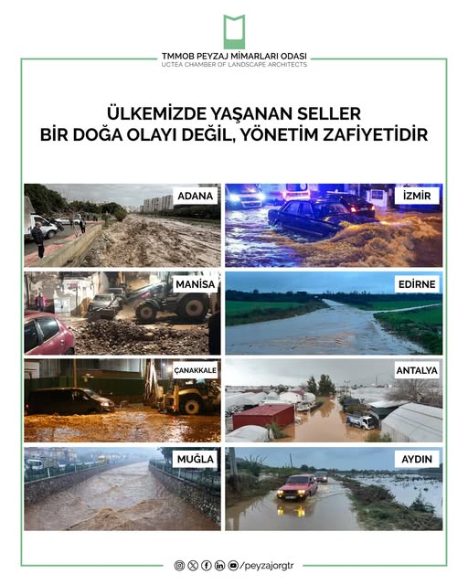 TMMOB Peyzaj Mimarları Odası: Seller bir doğa olayı değil, yönetim zafiyetidir!