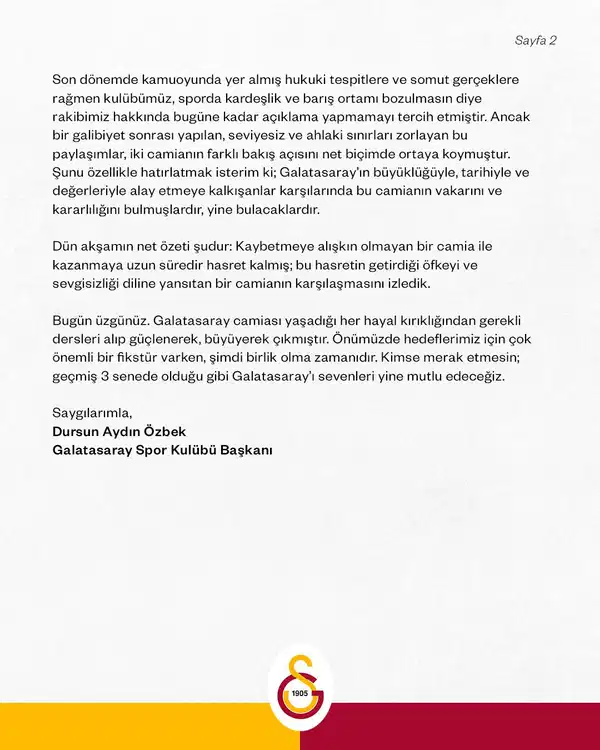 Galatasaray Başkanı Özbek’ten Fenerbahçe’ye Sert Tepki Tff'yi Göreve Davet Ediyorum (1)