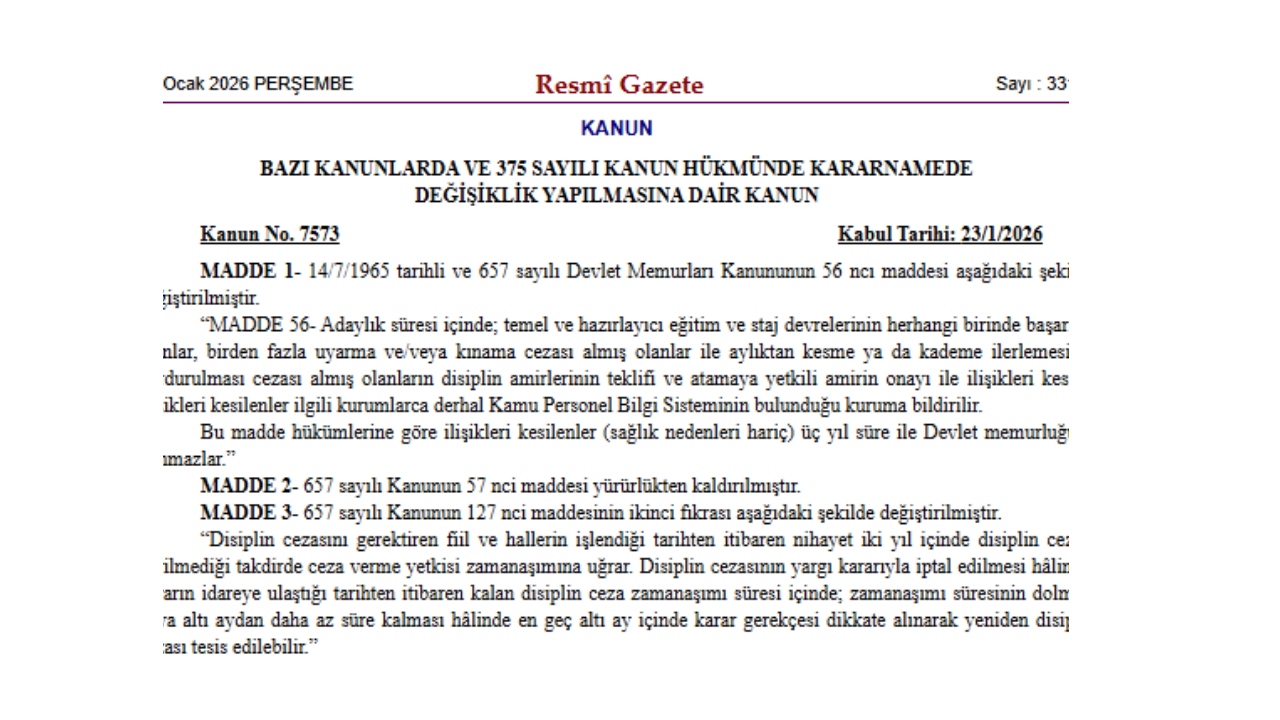 Resmî Gazete’de Yayımlandı Devlet Memurları Kanunu Değişti