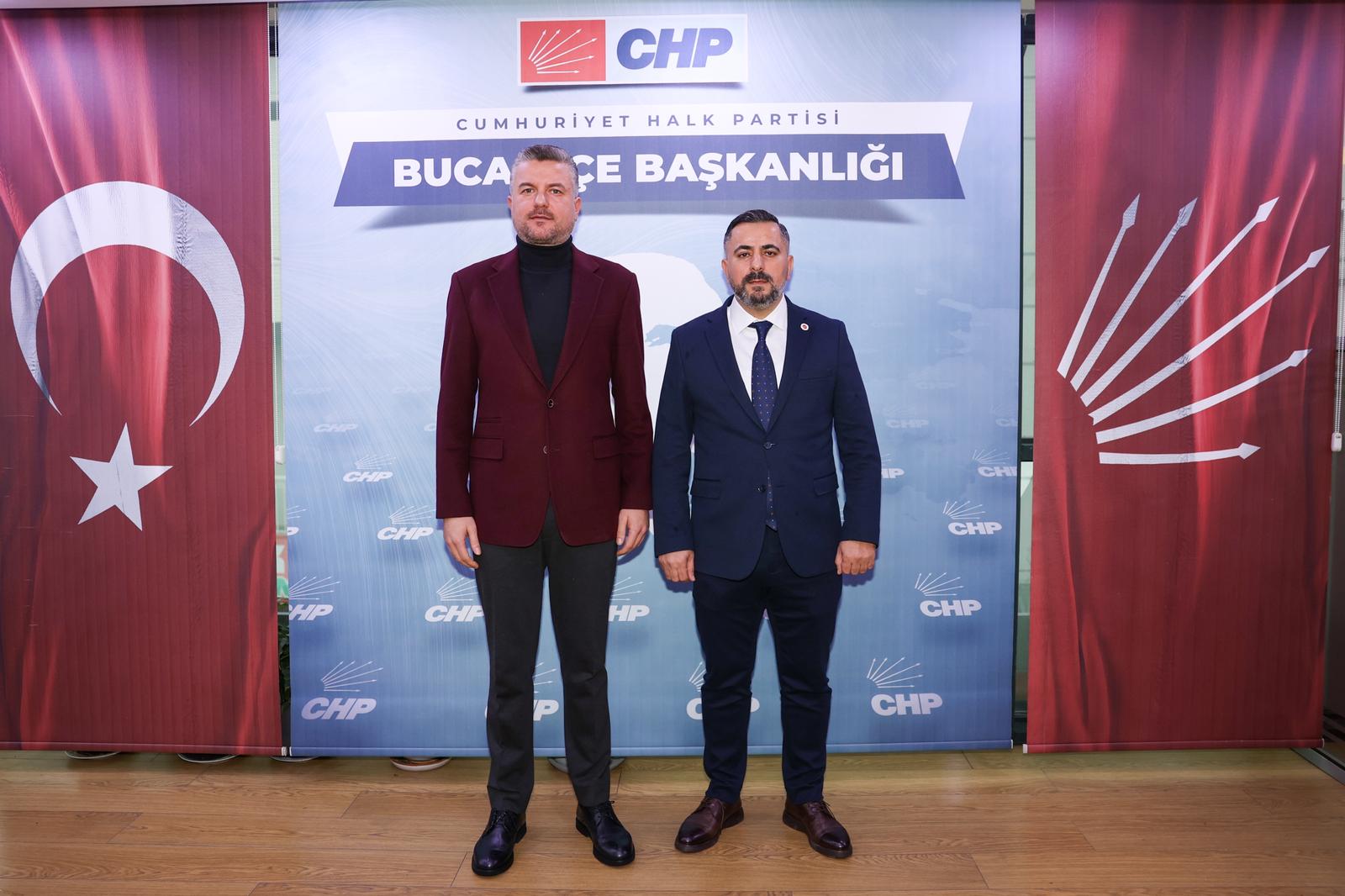 Buca’da Başkan Duman’dan CHP İlçe Başkanı Bulut’a hayırlı olsun ziyareti-1