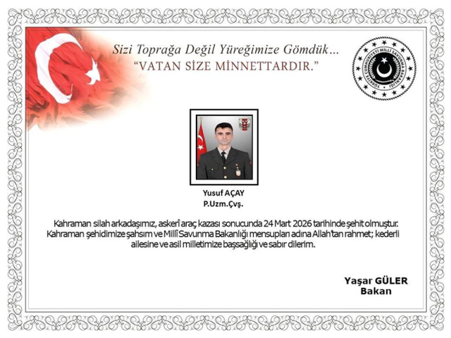 Ağrı’dan Kahreden Haber Uzman Çavuş Yusuf Açay Şehit Oldu