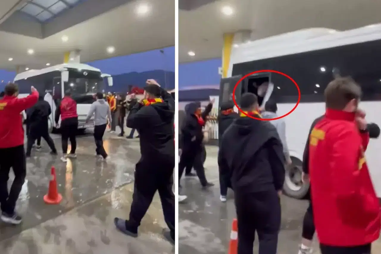 Buu D Sok Goruntuler Goztepe Taraftarlari Besiktas Otobusune Kilicla Saldirdi