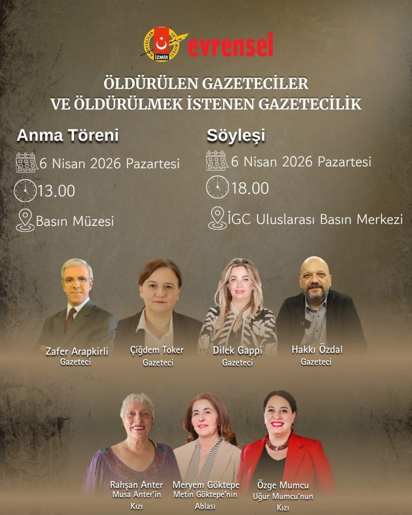 Öldürülen gazeteciler İzmir’de anılacak: Önemli isimler katılacak-1