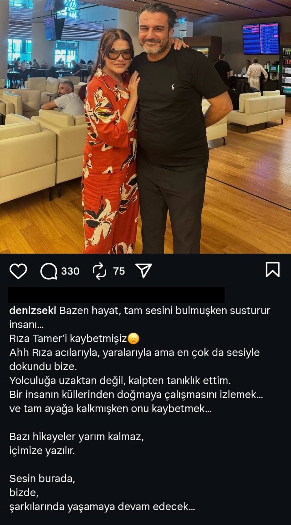 Deniz Seki'den Rıza Tamer paylaşımı: Tam ayağa kalkmışken onu kaybetmek…