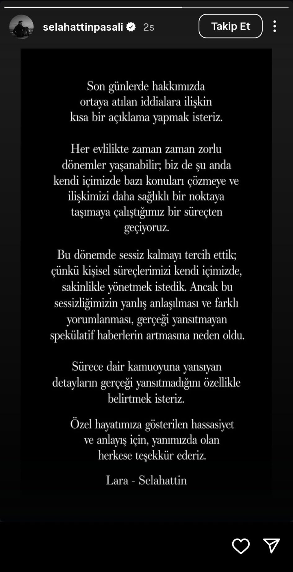 Paşalı çiftinden ihanet iddialarına açıklama: Detaylar gerçeği yansıtmıyor-1