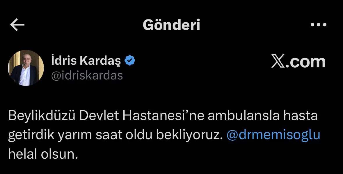 Akp’li Kardaş’dan Bakan Memişoğlu’na Sitem Yarım Saattir Acilde Bekliyoruz